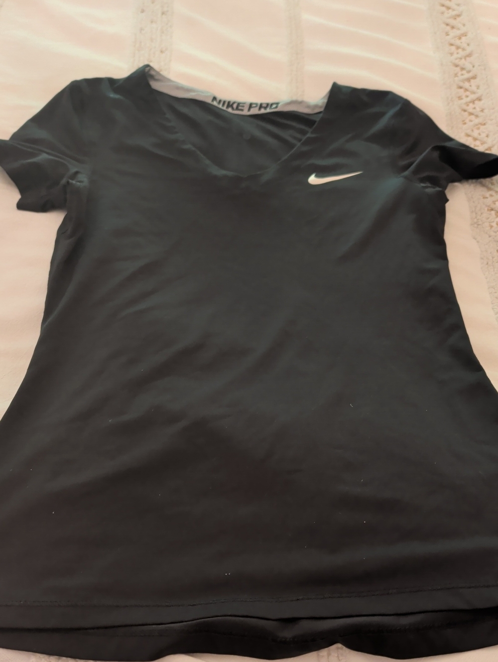 Nike Pro Women's Black Short Sleeve V-Neck Performance Top